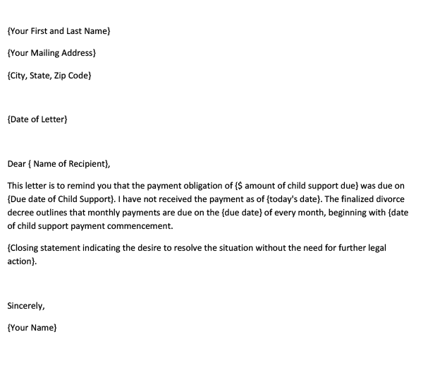 Child Support Demand Letter