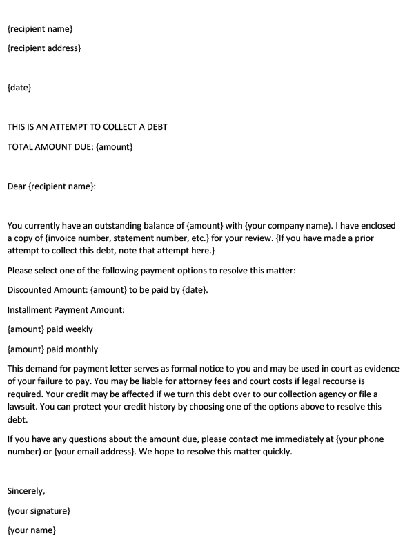 Demand Letter for Payment