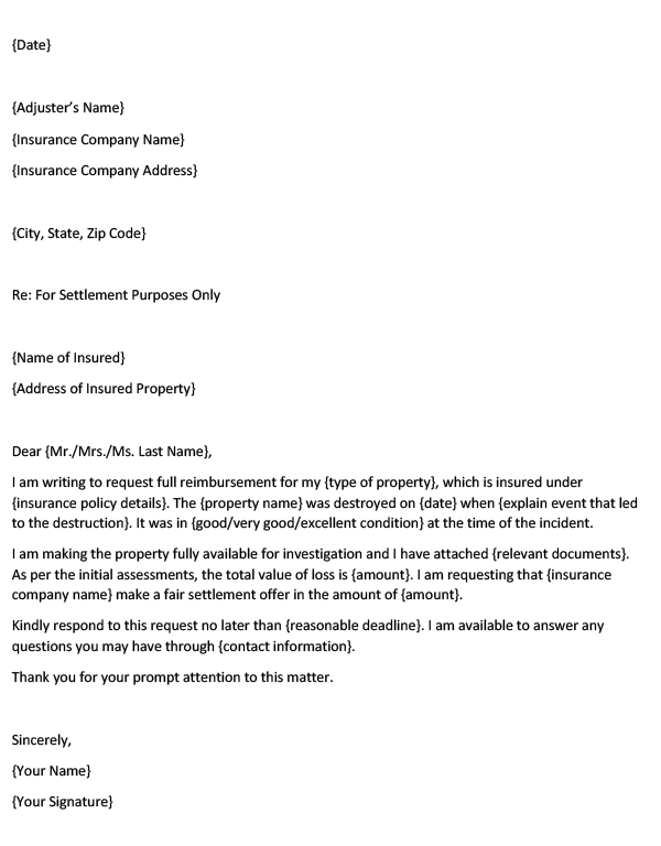 Demand letter to Insurance Company for Property Damage