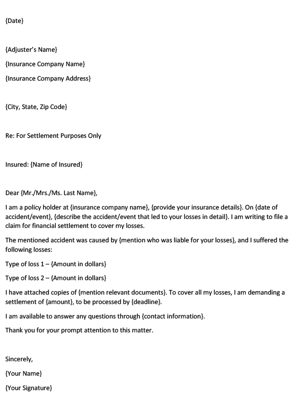 Claim Settlement Demand Letter (Word Template)