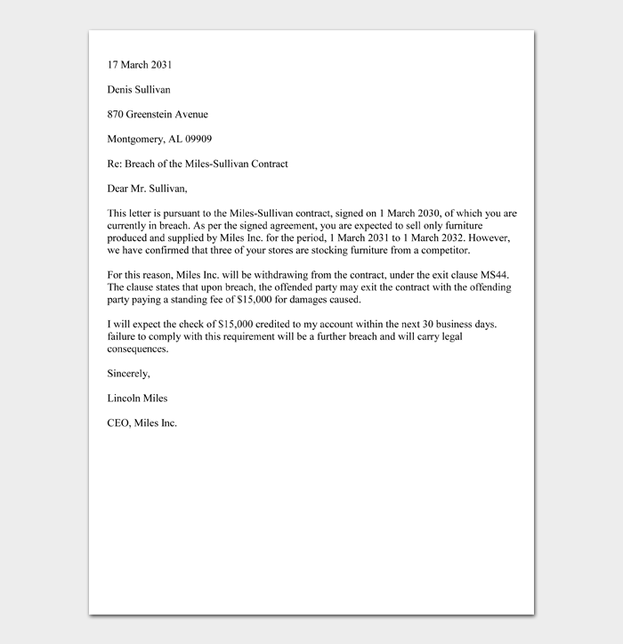 Breach Letter Template