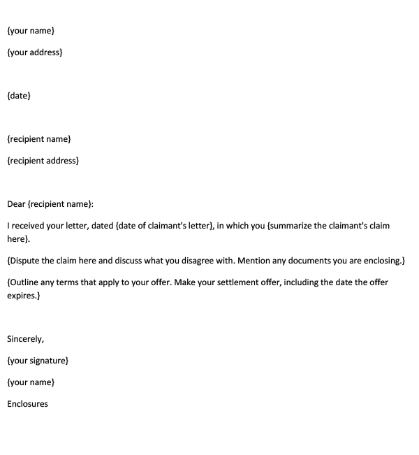 Settlement Demand Letter(Word Template)