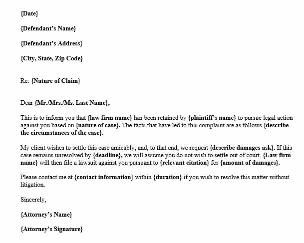 Pending Litigation Demand Letter (Word Template)